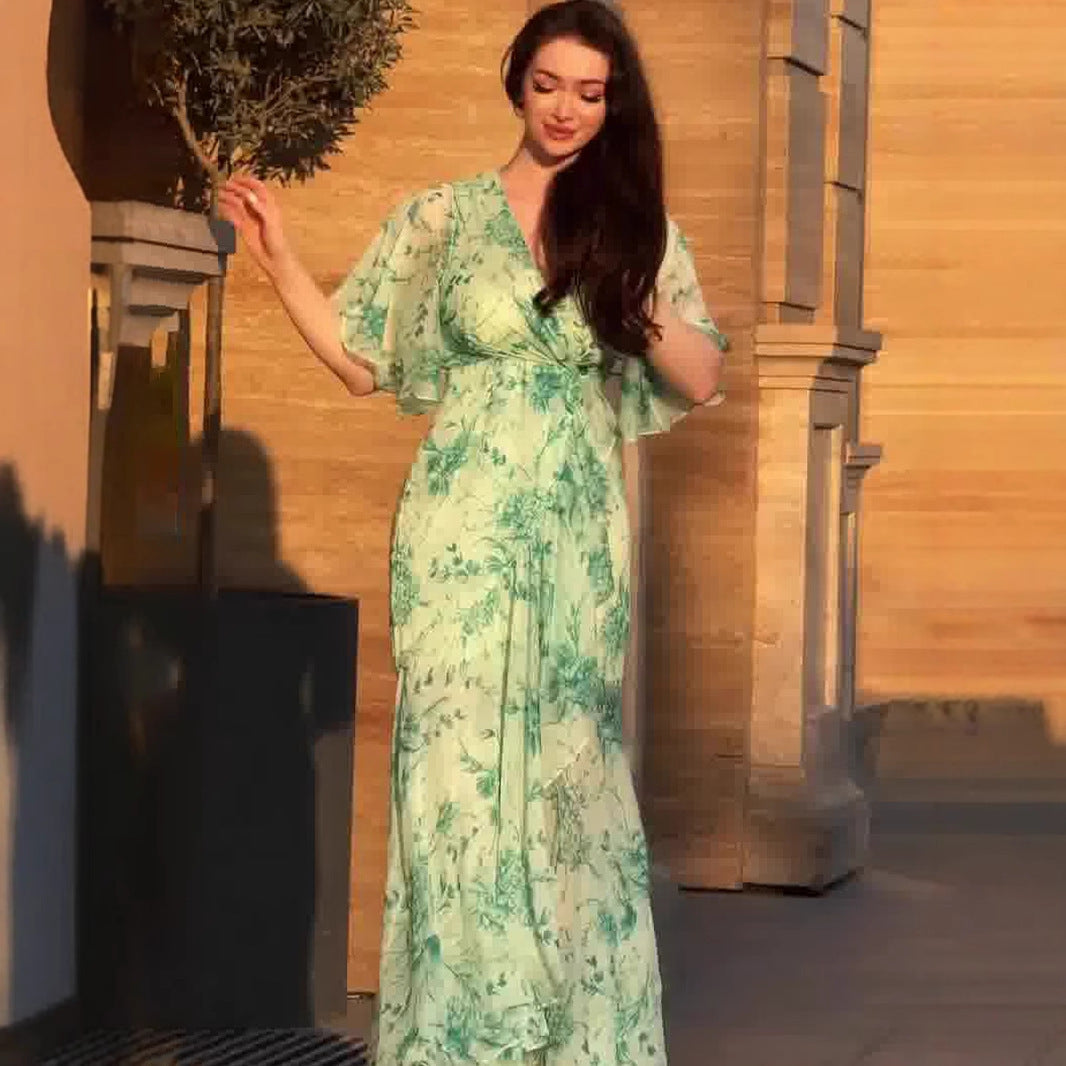 Robe fleurie à manches courtes, douce, fraîche et sexy - LUXARAH