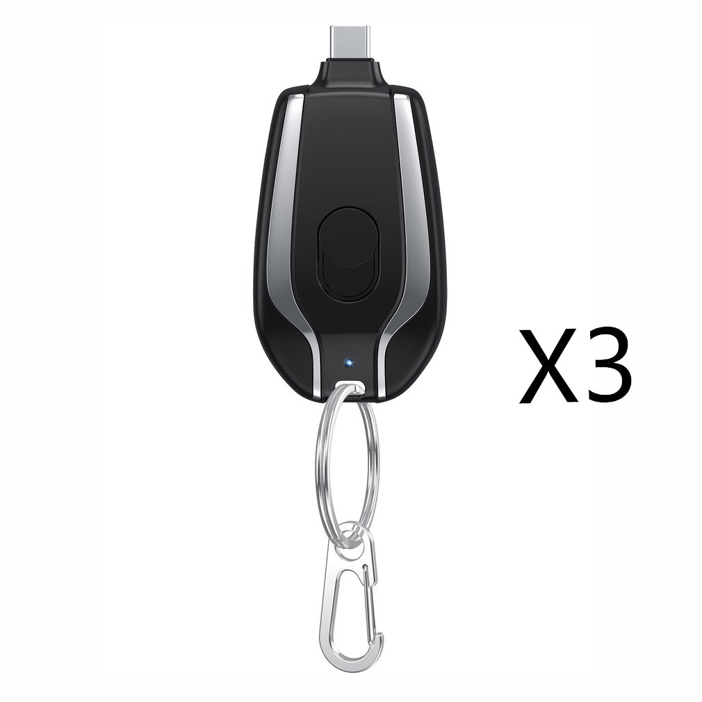 Mini chargeur d'urgence 1500 mAh avec porte-clés et batterie de secours ultra-compacte de type C, charge rapide