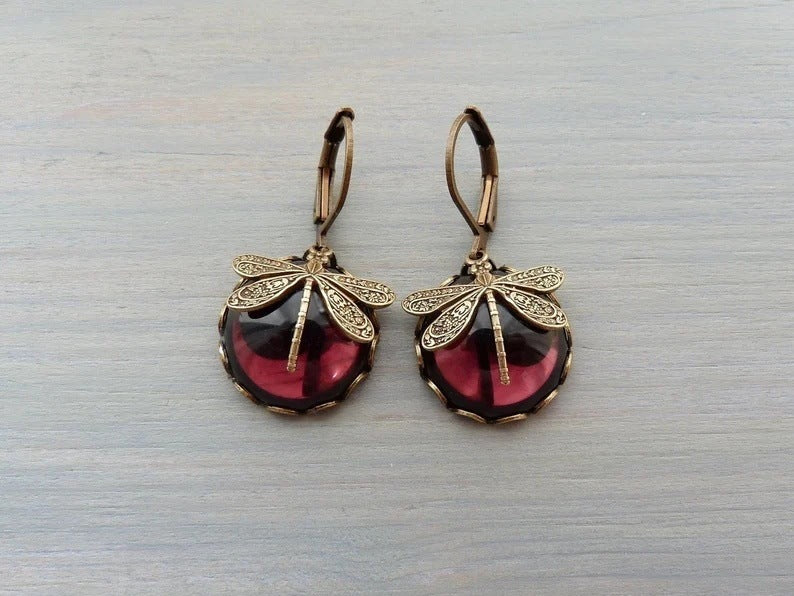 Boucles d'oreilles pendantes en forme de libellule vintage pour femme, bijou tendance, style bohème, chakra, pierre de lune bleue, bijou ethnique de mariage