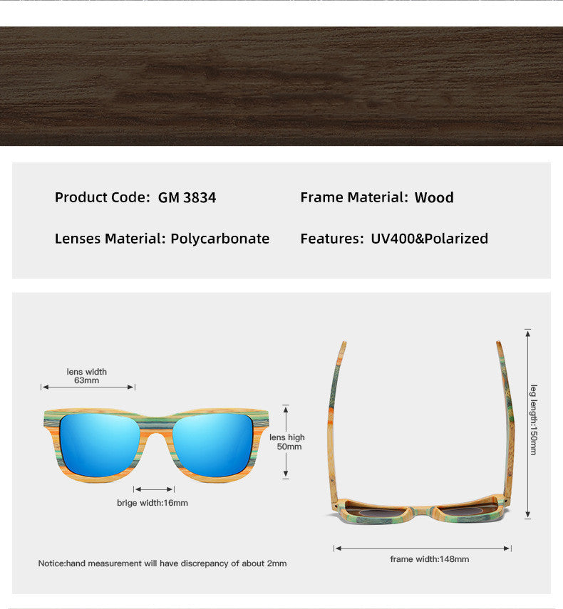 Lunettes de soleil en bois et bambou polarisées