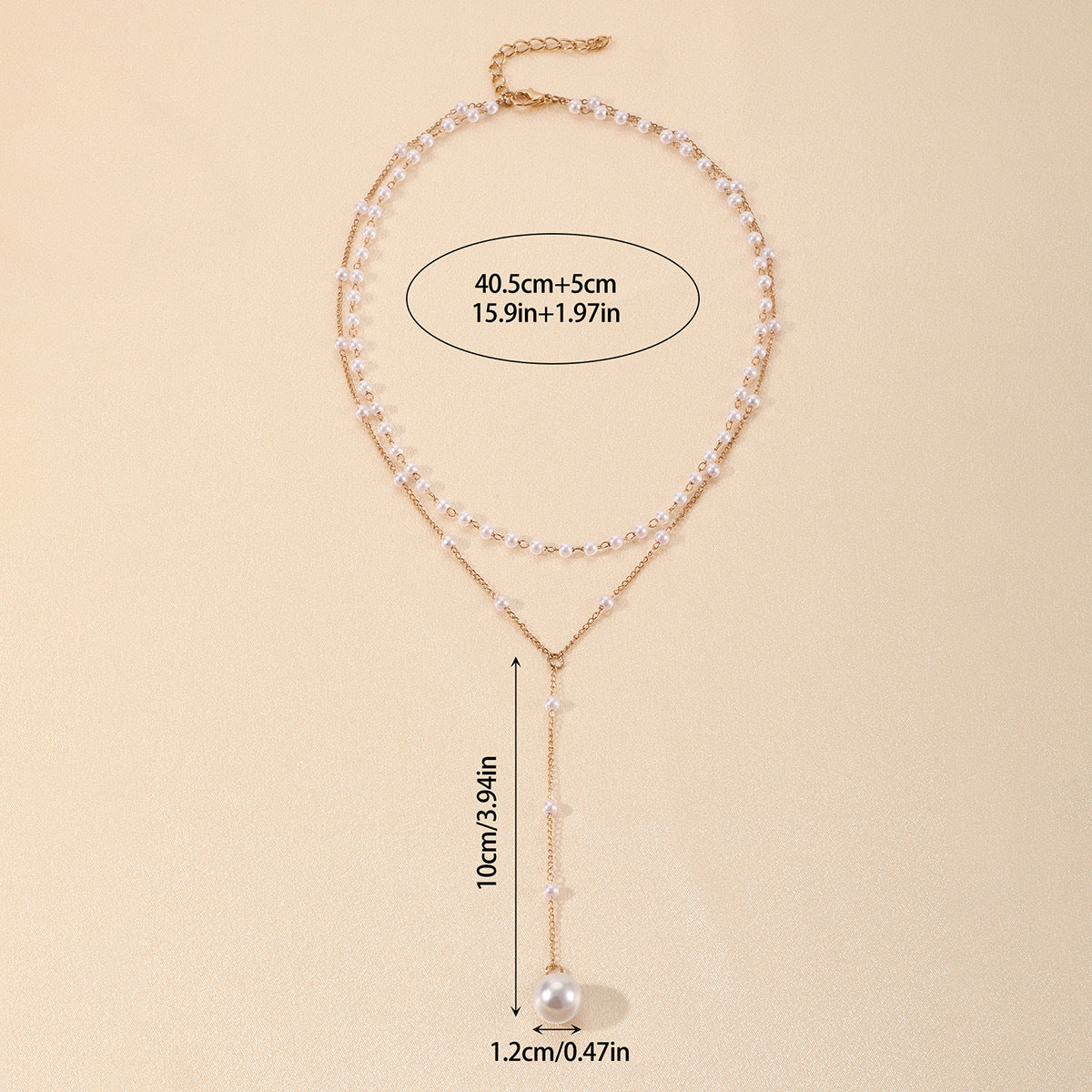 Collier double couche de perles jumelles