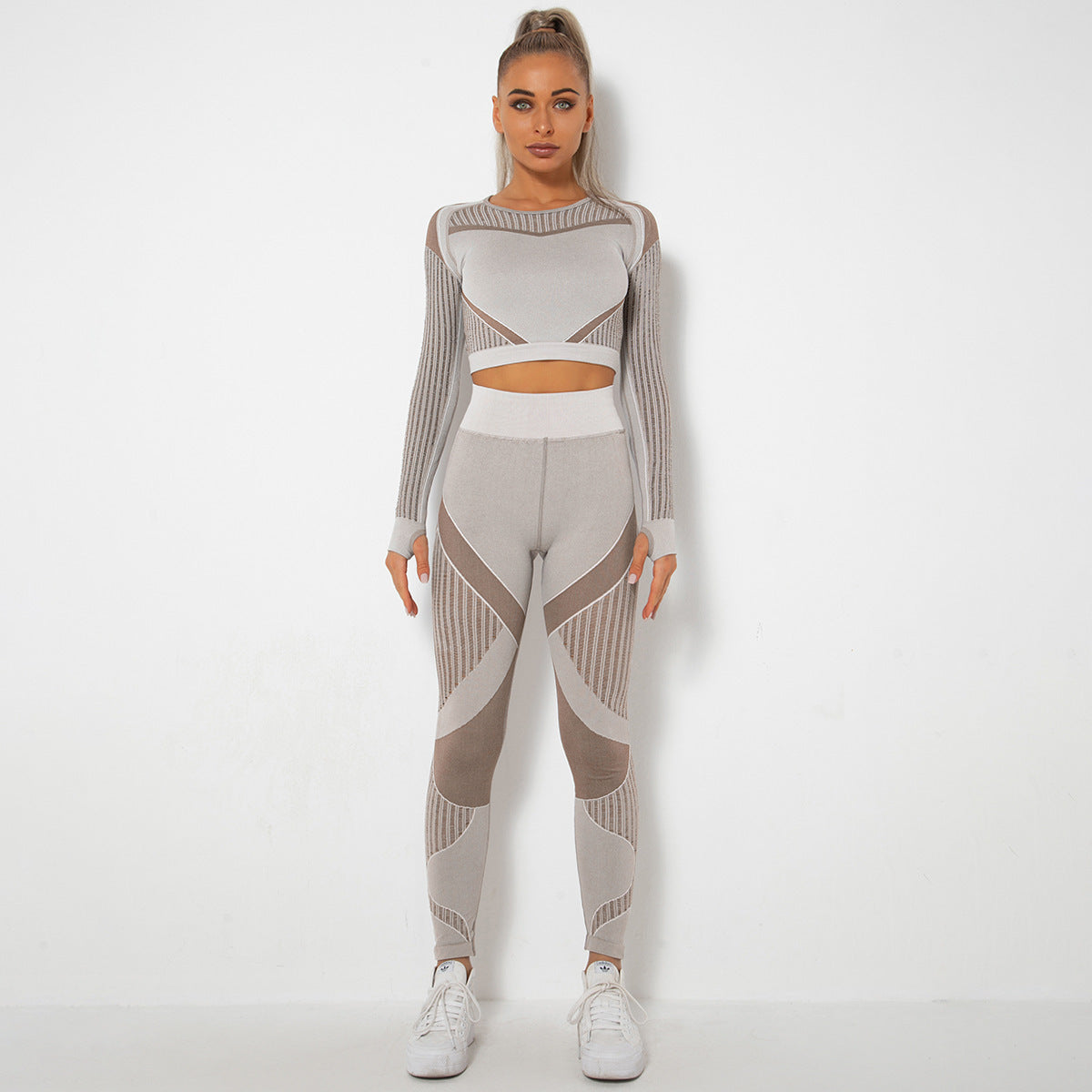 Combinaison de yoga absorbante tricotée sans coutures à manches longues - LUXARAH