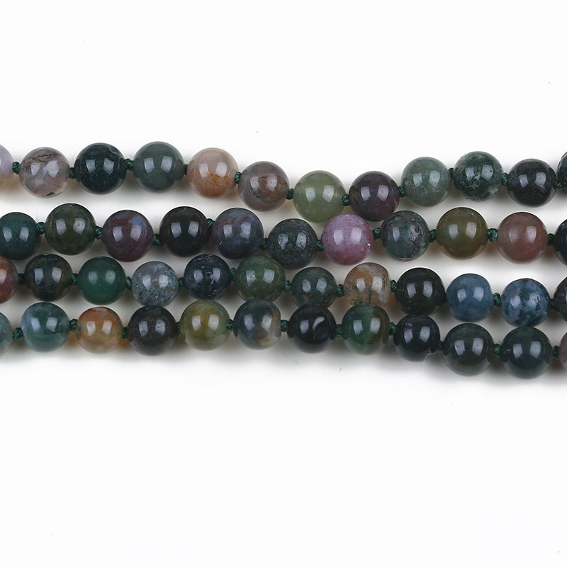 Long Agate Necklace with 108 Simple Tassel Beads for Women