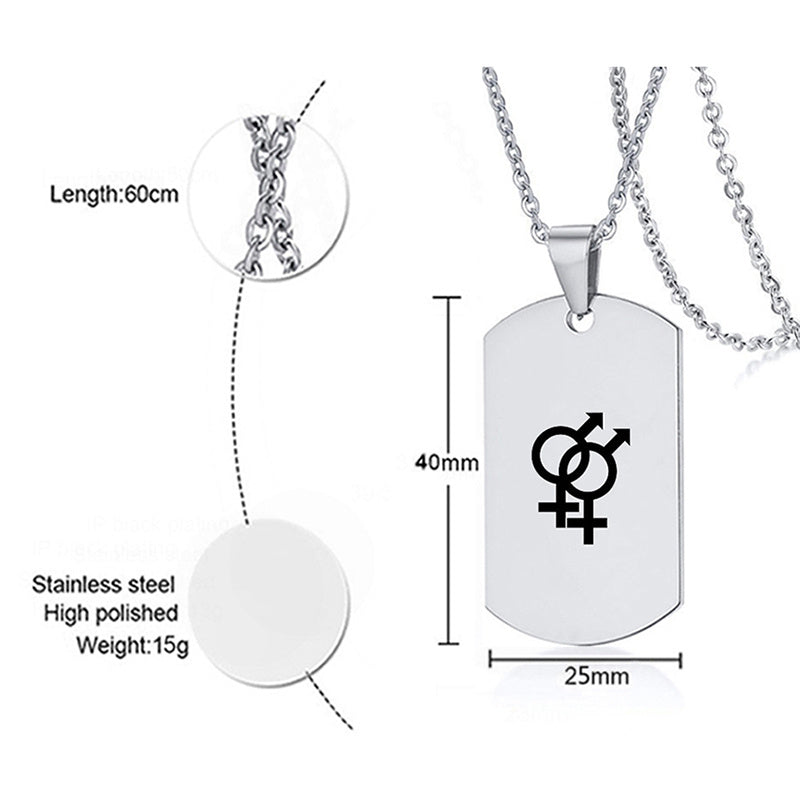 Collier en acier inoxydable avec inscription LGBT, symbole de la fierté gay, lesbienne et transgenre, pour hommes et femmes