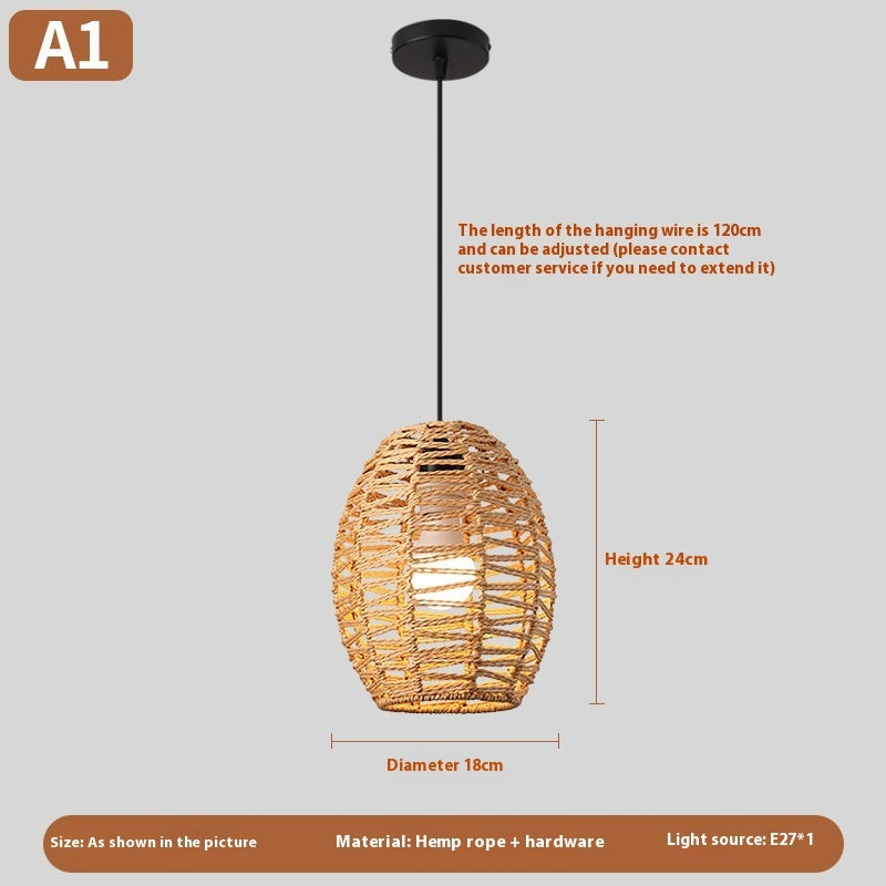 Nouveau lustre créatif en rotin tissé de style chinois - LUXARAH