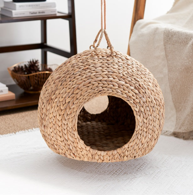 Lit circulaire en rotin tissé pour chat - LUXARAH