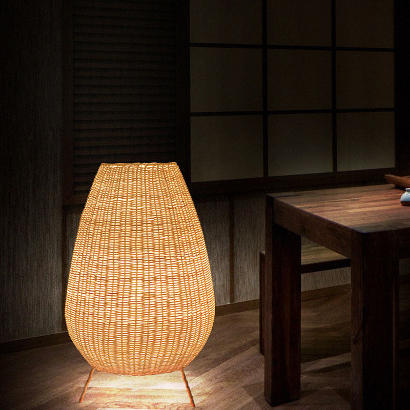 Lampadaire de style japonais en rotin pour salon et chambre à coucher - LUXARAH