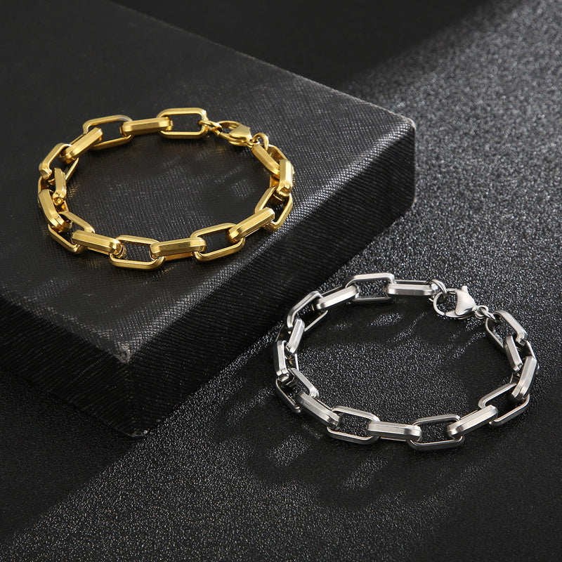Bracelet en acier titane pour homme, design de niche, style hip-hop, géométrique