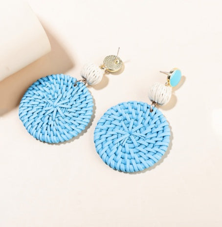 Boucles d'oreilles en rotin rouge pour femme, style vacances, printemps et été - LUXARAH