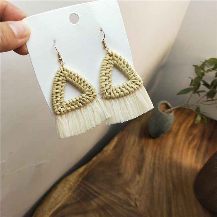 Boucles d'oreilles en raphia et rotin style vacances - LUXARAH
