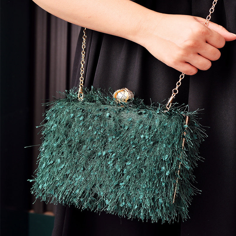 Sacs à main à pompon pour femmes, sac de soirée, sac de soirée, sac carré de luxe, sac à bandoulière pour dames - LUXARAH