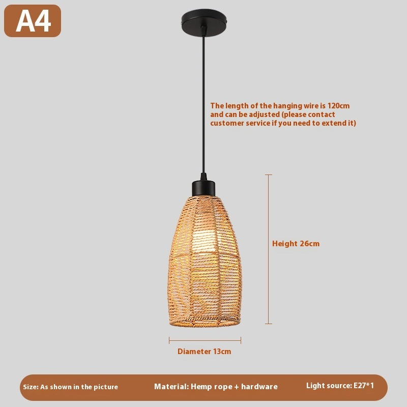 Nouveau lustre créatif en rotin tissé de style chinois - LUXARAH