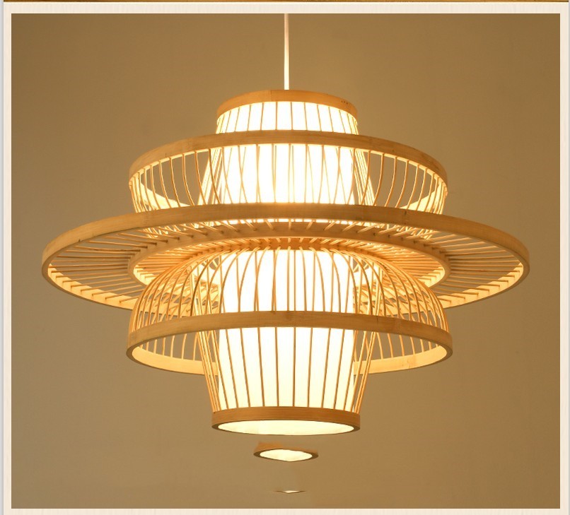 Lustre en bambou pour restaurant chinois, hôtel, famille d'accueil, chambre à coucher, balcon, lanterne, lampe à riz - LUXARAH