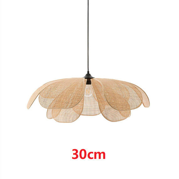 Lustre créatif fait main en pétales de rotin - LUXARAH