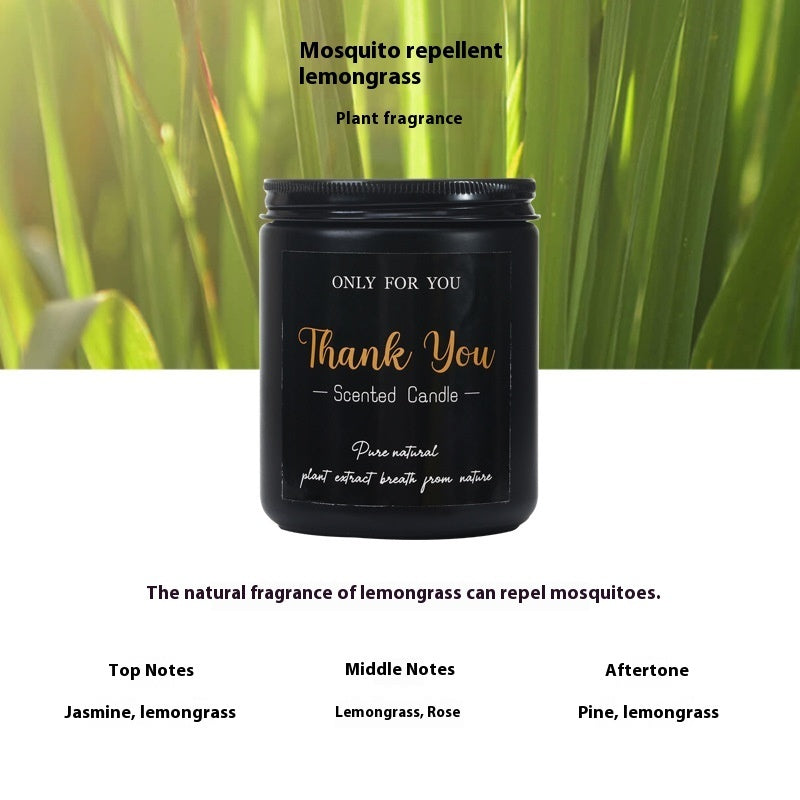 Bougie d'aromathérapie en verre noir et cire de soja