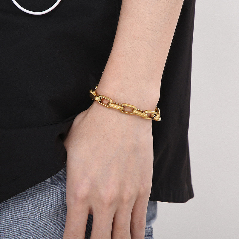 Bracelet en acier titane pour homme, design de niche, style hip-hop, géométrique