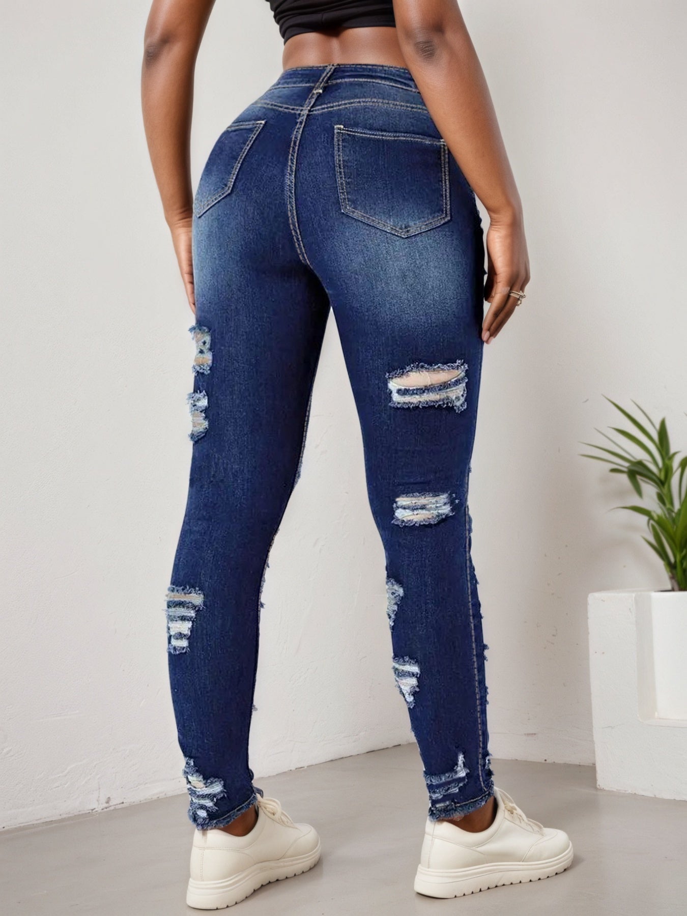 Pantalons courts déchirés et moulants pour femme, nouveaux jeans extensibles, style urbain tendance et polyvalent, coupe slim - LUXARAH