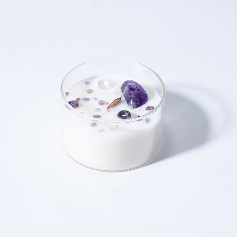 Bougie d'aromathérapie créative en cire de soja et pierre de cristal naturel