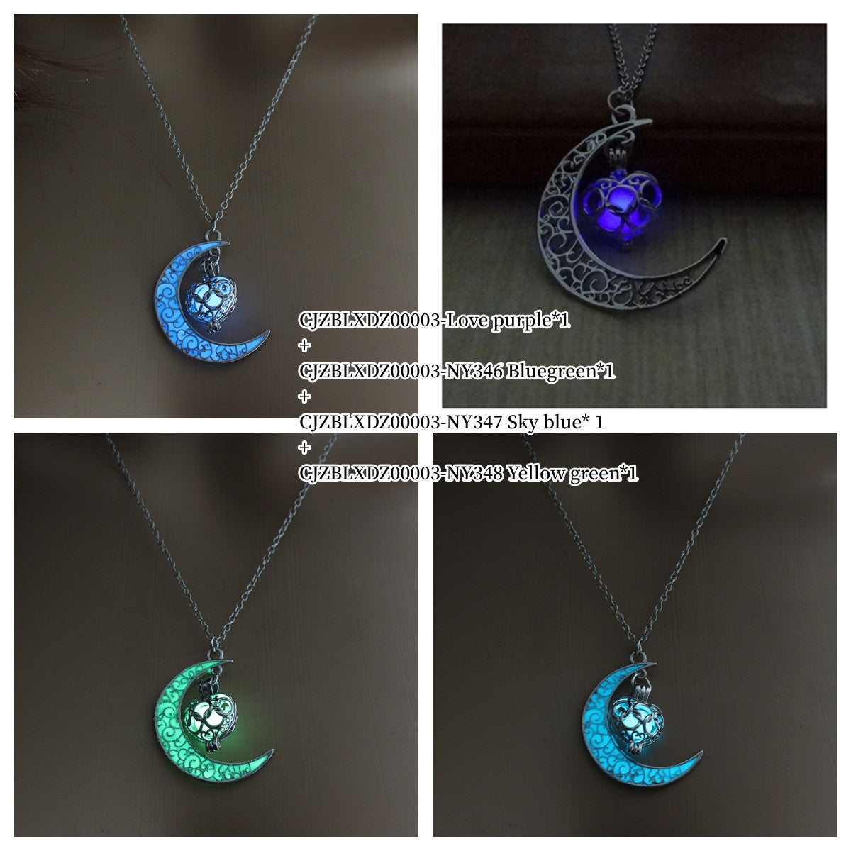 Colliers à pendentif lumineux, colliers à chaîne plaqués argent