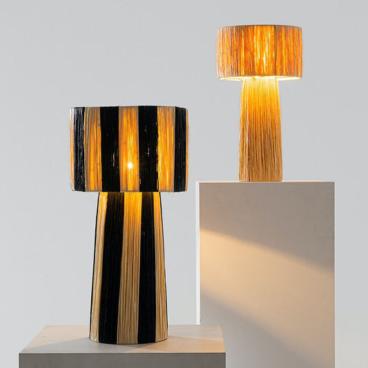 Lampe de chevet rétro en rotin tissé à la main pour chambre à coucher - LUXARAH