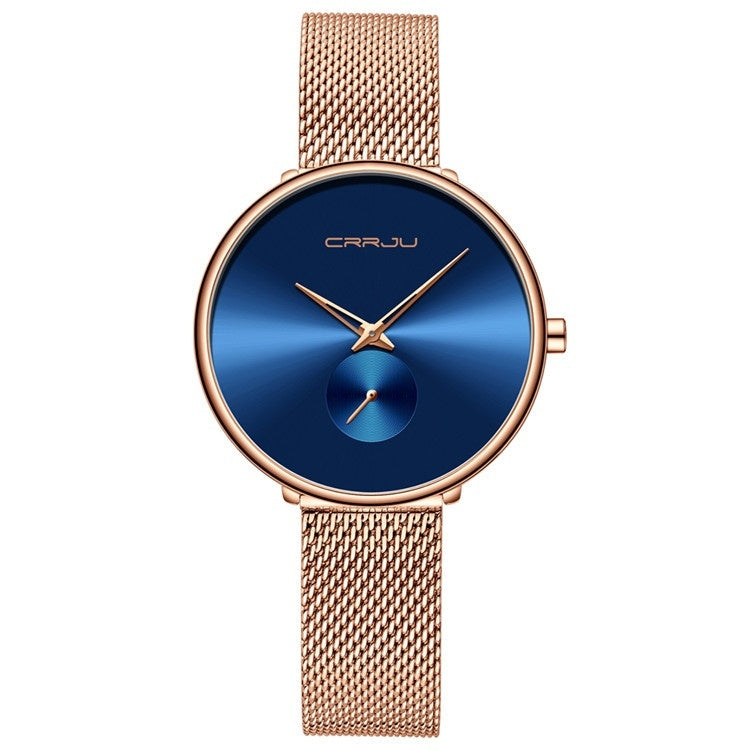 Montre simple pour femme avec bracelet en acier inoxydable et bracelet en maille - LUXARAH