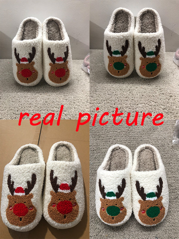 Chaussures de Noël, pantoufles d'hiver pour la maison, pantoufles de chambre douces et confortables, chaussures de maison à enfiler - LUXARAH