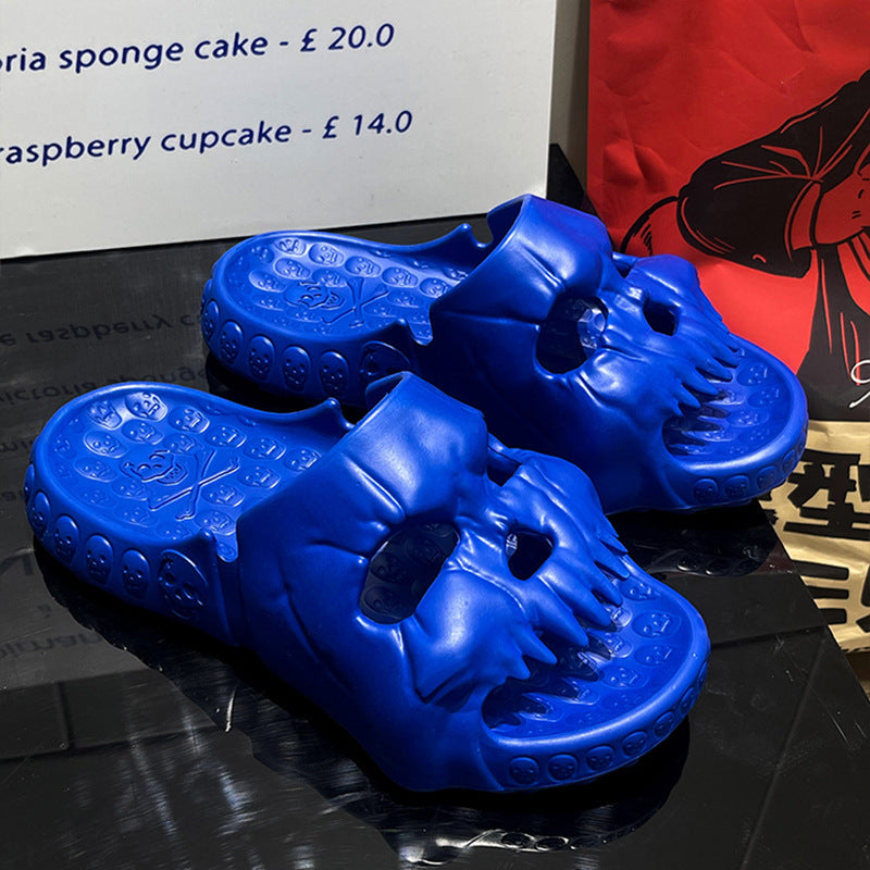 Chaussons d'Halloween personnalisés avec motif tête de mort, pour salle de bain, intérieur ou extérieur, amusants, pour la plage - LUXARAH