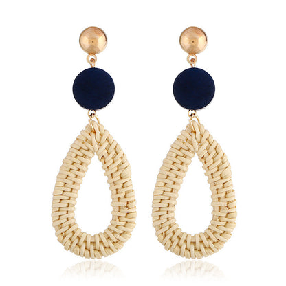 Boucles d'oreilles en bambou et rotin tissés à la main, boucles d'oreilles tribales en rotin - LUXARAH
