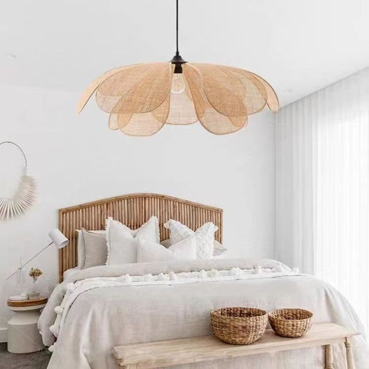 Lustre créatif fait main en pétales de rotin - LUXARAH