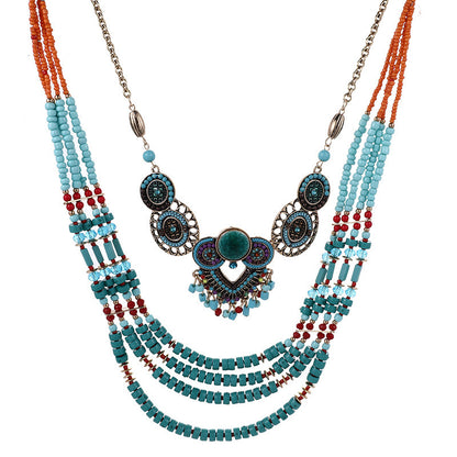 Collier pendentif, bohème pour femme, 60 cm, bijou ethnique, cadeau pour amie - LUXARAH