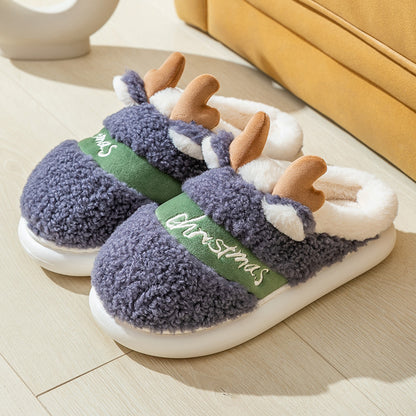 Chaussures de Noël, pantoufles d'hiver pour la maison, pantoufles de chambre douces et confortables - LUXARAH