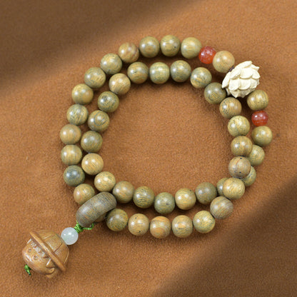 Bracelet à double anneau en bambou et bois de santal vert naturel à faire soi-même - LUXARAH