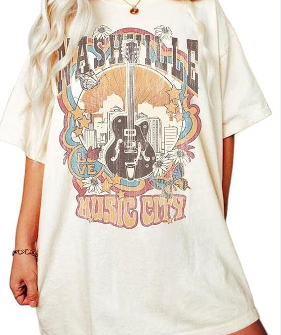 T-shirt oversize en coton imprimé coloré - LUXARAH