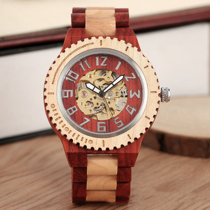 Montre mécanique automatique en bois de bambou avec cadran Creative Gear - LUXARAH