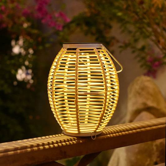 Plafonnier en rotin tressé à énergie solaire pour jardin, cour, pelouse - LUXARAH