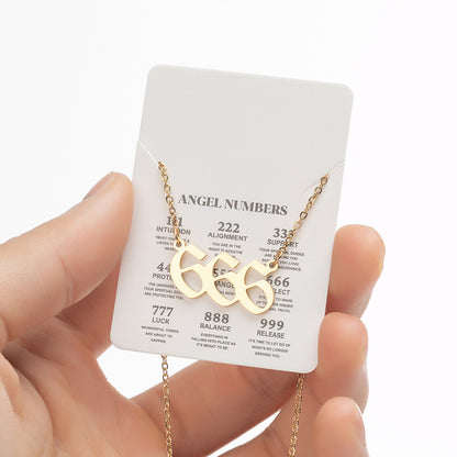 Collier pendentif numérique porte-bonheur pour femme, style ange, tendance, en acier inoxydable 000-999, style vintage