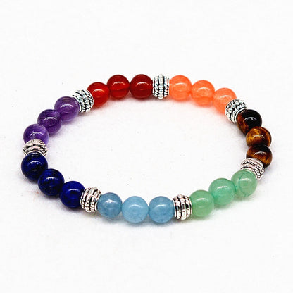 Bracelet de yoga énergétique en pierre naturelle colorée avec chakras - LUXARAH