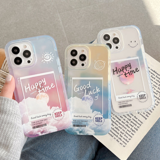 Coque de téléphone portable transparente dégradée avec lettres « Cloud » pour 13, 12, 11 Pro Max