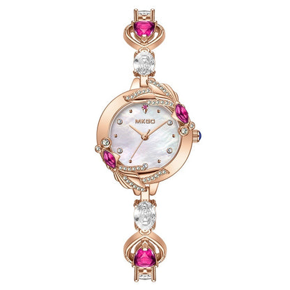 Montre pour femme simple et polyvalente avec petit bracelet en cristal et fritillaire - LUXARAH