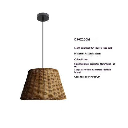 Suspension vintage en rotin tressé et bambou de style Wabi Sabi - LUXARAH