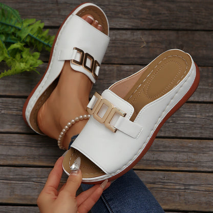 Sandales compensées à chaîne Ins, chaussures d'été à plateforme et bout ouvert, chaussures romaines à semelle épaisse pour femmes