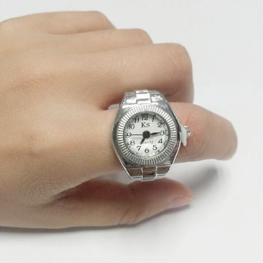 Montre-bague simple et polyvalente en alliage, montre créative