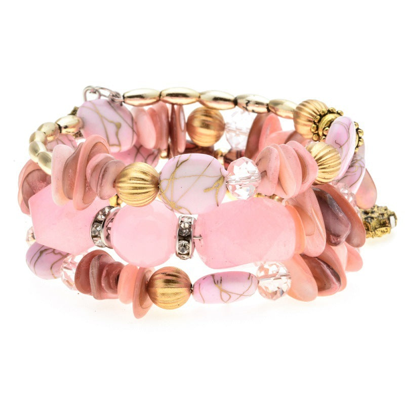 Bracelet en perles turquoise colorées et naturelles pour femme, bracelet multicouche - LUXARAH