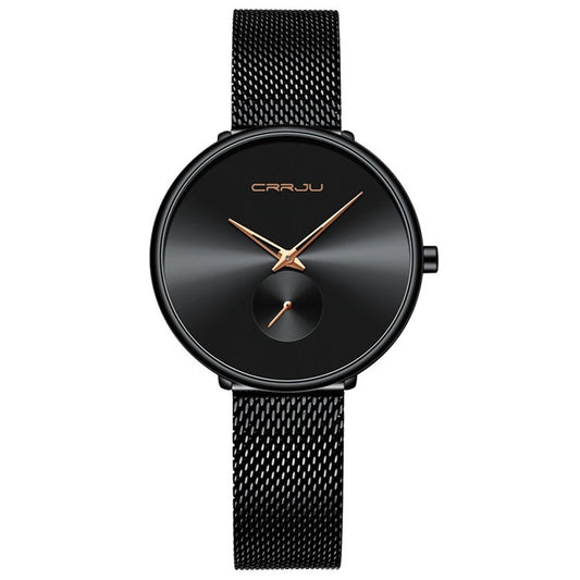 Montre simple pour femme avec bracelet en acier inoxydable et bracelet en maille