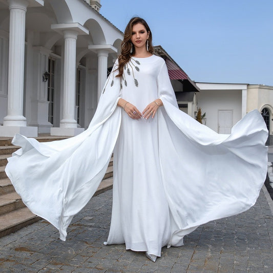 Robe musulmane Abaya brodée pour femme, robe de soirée