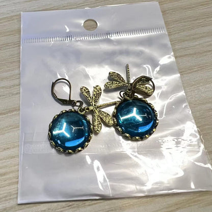Boucles d'oreilles pendantes en forme de libellule vintage pour femme, bijou tendance, style bohème, chakra, pierre de lune bleue, bijou ethnique de mariage