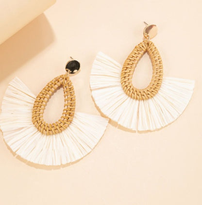 Boucles d'oreilles en rotin rouge pour femme, style vacances, printemps et été - LUXARAH