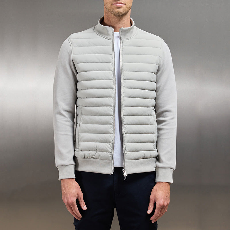 Manteau léger à col montant pour homme, veste tricotée à coutures tendance, vêtements d'hiver