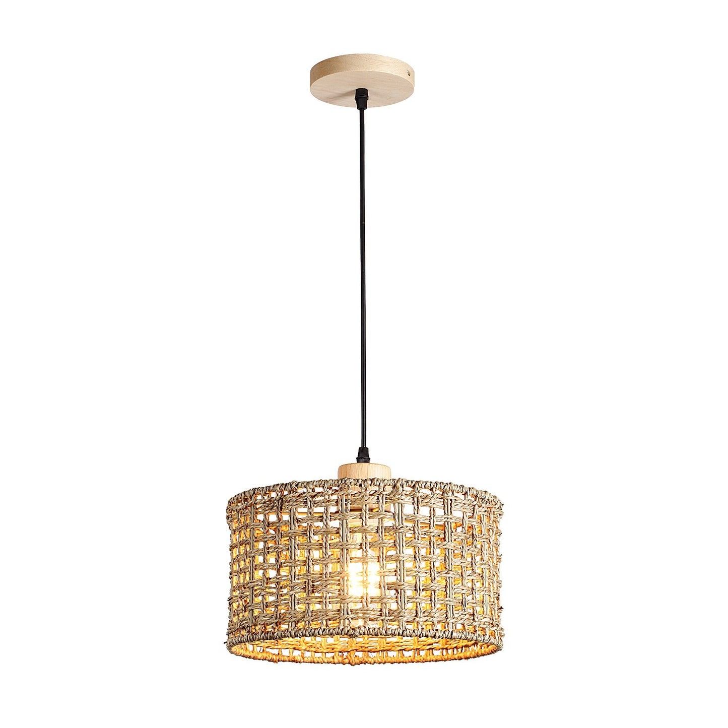 Lustre vintage en rotin pour lit, petit-déjeuner et café - LUXARAH