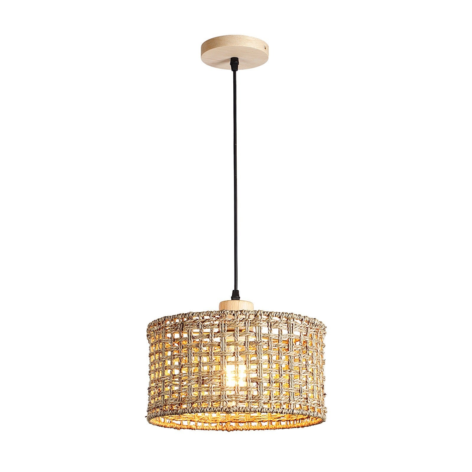 Lustre vintage en rotin pour lit, petit-déjeuner et café - LUXARAH
